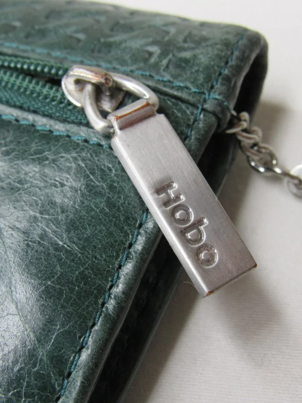 Hobo International Green Leather SADIE Woven Texture Clutch Wallet